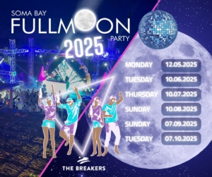 Join us for the 2025 Full Moon Party at The Breakers Somabay! Epic beach vibes, live DJs & unforgettable nights under the moon. Save the dates!