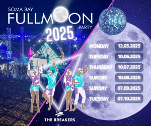 Join us for the 2025 Full Moon Party at The Breakers Somabay! Epic beach vibes, live DJs & unforgettable nights under the moon. Save the dates!