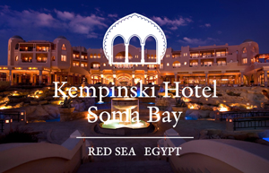 Kempinski Hotel Somabay – A luxurious 5-star resort at the Red Sea, Egypt, illuminated at night.